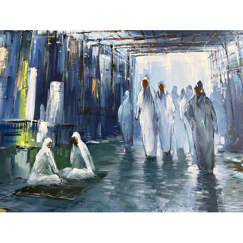 18 - Anonymous. The Souk. 20th century oriental school. Oil on canvas. Unsigned. 90cm w x 60cm h