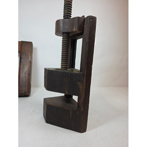 23 - Two vintage wooden joiners clamps, one stamped W.J. Buckley