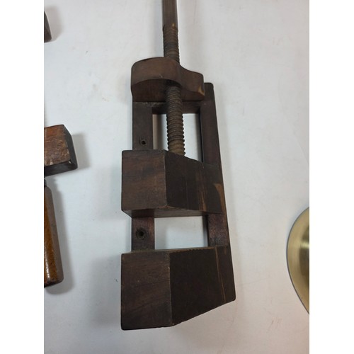 23 - Two vintage wooden joiners clamps, one stamped W.J. Buckley