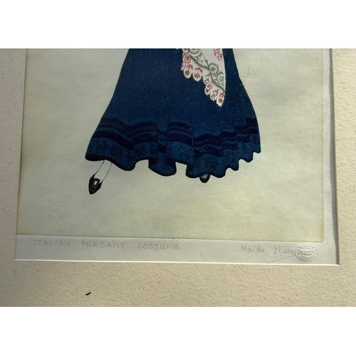 25 - Maida Harris. A hand colored design for an Italian Peasant Costume. Warwick Galleries Artists Proof ... 