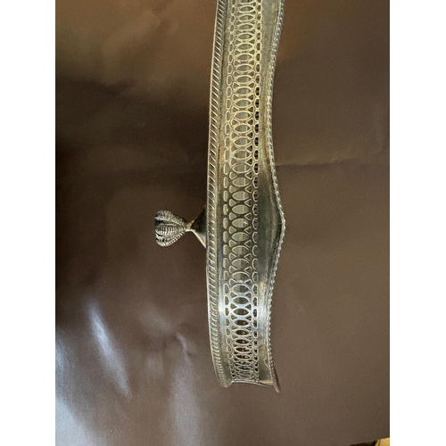 27 - A Sheffield Reproduction Georgian style oval pierced fretwork galleried tray engraved 'Presented to ... 