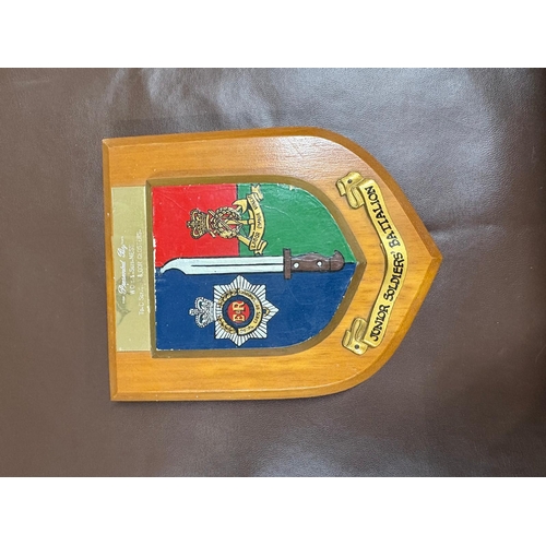29 - A selection of military related objects to include a brass desk name plate WO2 GD Bloor, The Glouces... 