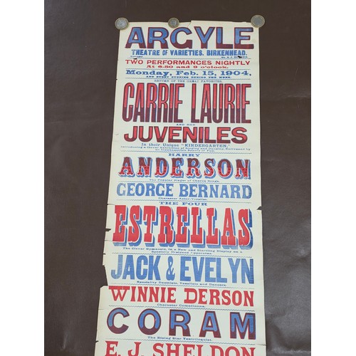 37 - Local interest Argyle Theatre of Varieties, Birkenhead original Monday February 15th 1904 performanc... 