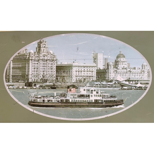50 - Woodside Ferry, Birkenhead.An original wooden framed print on steel advertising board from the ferry... 