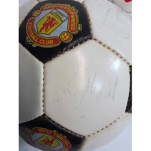 51 - Official autographed Manchester United, Stockport County and Hyde United footballs, date unknown (3)