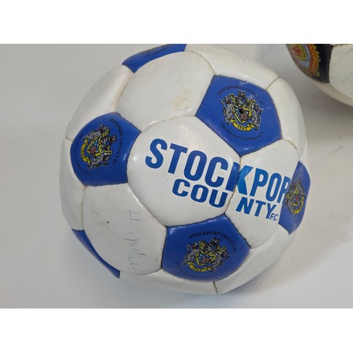 51 - Official autographed Manchester United, Stockport County and Hyde United footballs, date unknown (3)