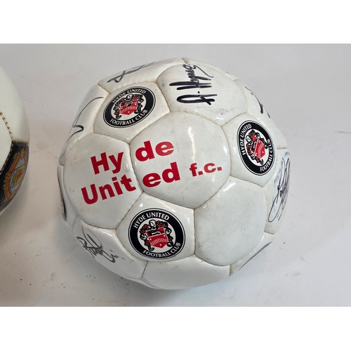 51 - Official autographed Manchester United, Stockport County and Hyde United footballs, date unknown (3)