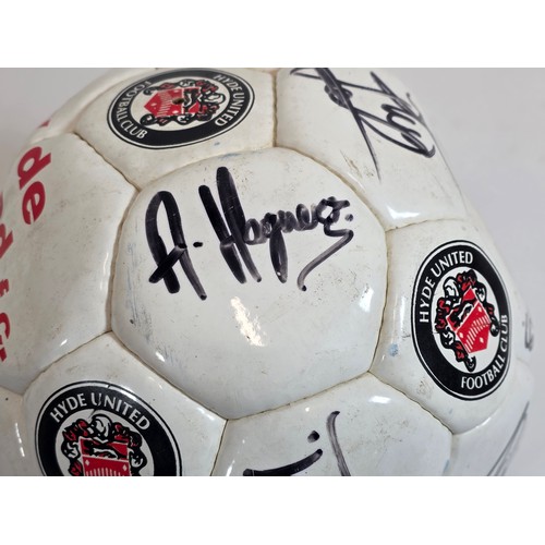 51 - Official autographed Manchester United, Stockport County and Hyde United footballs, date unknown (3)