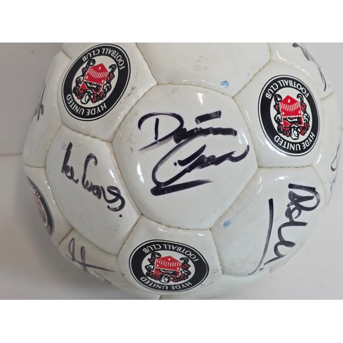 51 - Official autographed Manchester United, Stockport County and Hyde United footballs, date unknown (3)