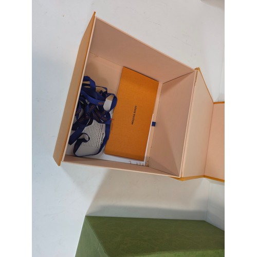 52 - A quantity of 6 branded boxes of various sizes to include Gucci, Louis Vuiton, Jimmy Choo and Yves S... 