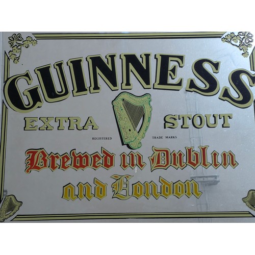 60 - Guinness Irish Stout Brewed in Dublin and London Pub Mirror, Wooden framed 68cm (W) 53cm (H). Local ... 