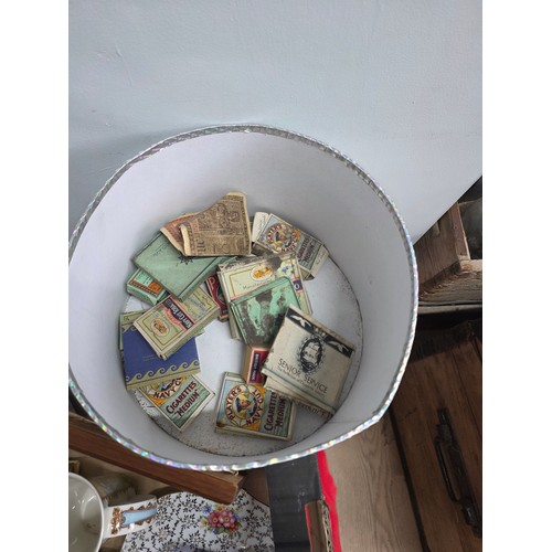1 - A box of vintage items to include a Victorian miniature balloon back chair, a selection of cigarette... 