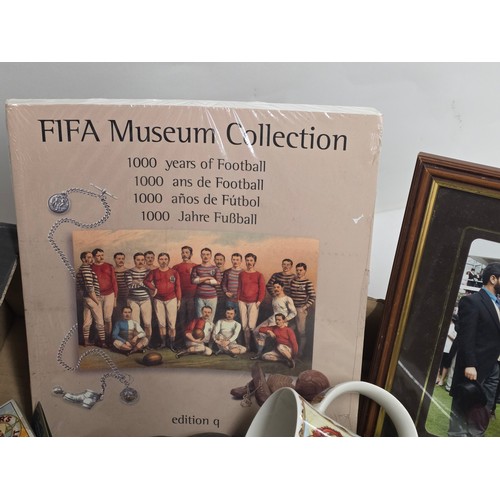 1 - A box of vintage items to include a Victorian miniature balloon back chair, a selection of cigarette... 