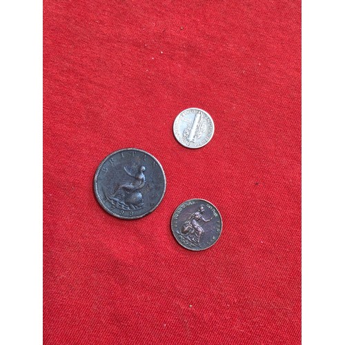 2 - Collection of 19th and 20th Century Coins to include the following: Late 18th Century Druid Penny, G... 