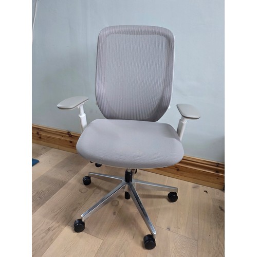 11 - Okamura Sylphy high back office chair in light grey.