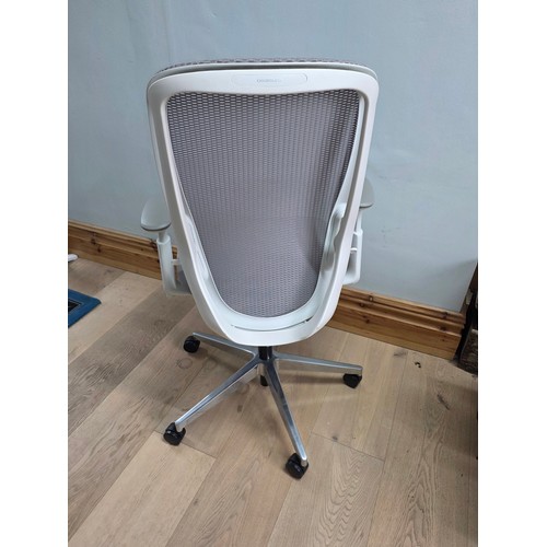 11 - Okamura Sylphy high back office chair in light grey.