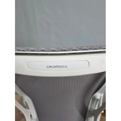 11 - Okamura Sylphy high back office chair in light grey.