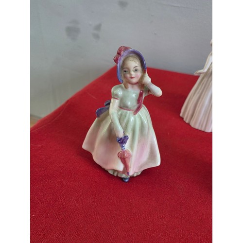 15 - Six Royal Doulton ceramic figurines to include Sara, Babie, Darling, Fair Maiden, Pretty as a pictur... 