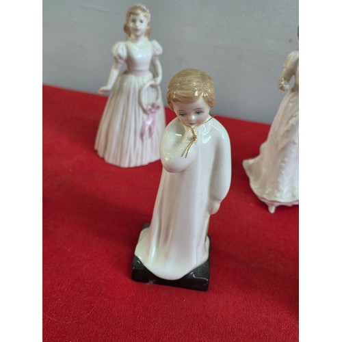 15 - Six Royal Doulton ceramic figurines to include Sara, Babie, Darling, Fair Maiden, Pretty as a pictur... 