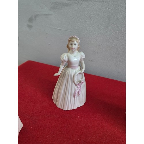 15 - Six Royal Doulton ceramic figurines to include Sara, Babie, Darling, Fair Maiden, Pretty as a pictur... 