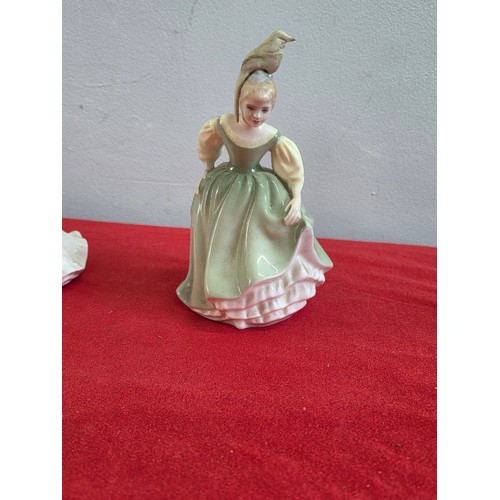 15 - Six Royal Doulton ceramic figurines to include Sara, Babie, Darling, Fair Maiden, Pretty as a pictur... 