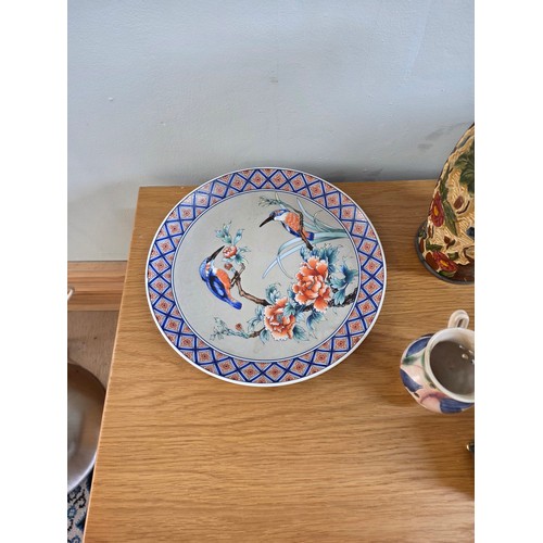 16 - Mixed lot to include ceramics, a brass cased carriage clock and a vintage Revlon compact