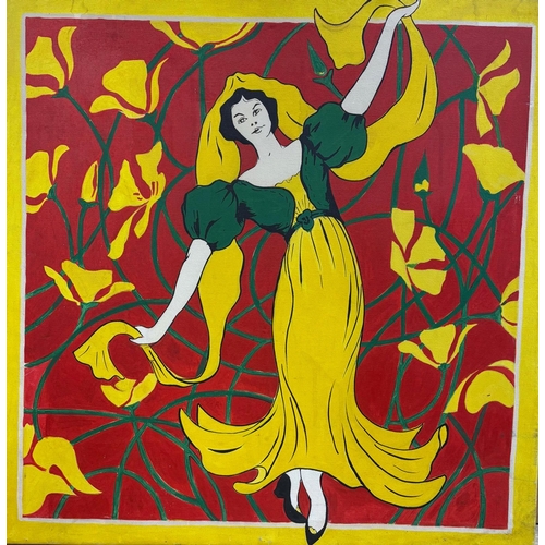 25 - After Mary Eleanor Curran, an  Art Nouveau painting depicting 'Le Fiesta de Los Angeles', circa 1970... 
