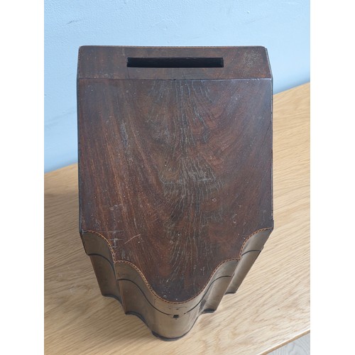 27 - Georgian Inlaid Mahogany Serpentine Knife Cutlery Box, converted to a document box 36cm (H) 22cm (W)... 