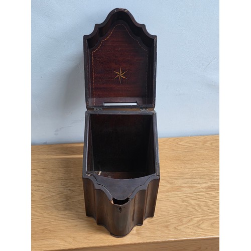 27 - Georgian Inlaid Mahogany Serpentine Knife Cutlery Box, converted to a document box 36cm (H) 22cm (W)... 