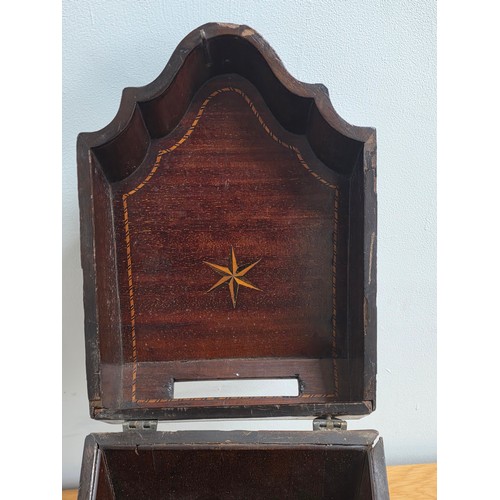 27 - Georgian Inlaid Mahogany Serpentine Knife Cutlery Box, converted to a document box 36cm (H) 22cm (W)... 