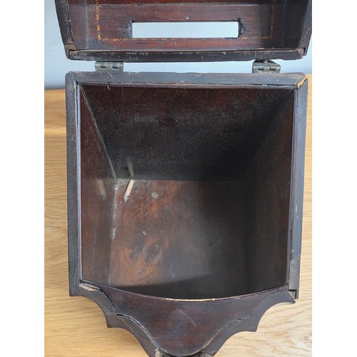 27 - Georgian Inlaid Mahogany Serpentine Knife Cutlery Box, converted to a document box 36cm (H) 22cm (W)... 