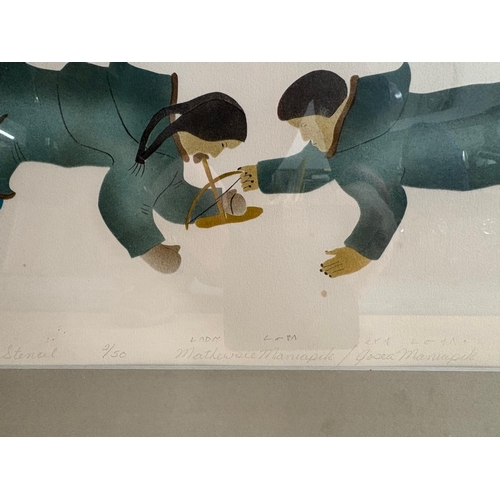 32 - Inuit Art.Kavloutuk?Titled 'Mathewsie Manuapik/Josea Manuapik'Pangnisturing 84Depicting a couple mak... 