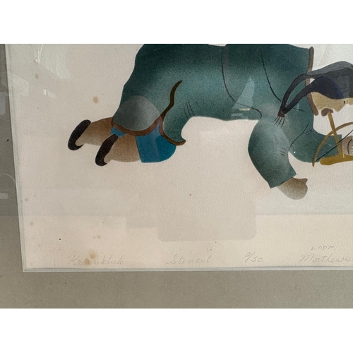 32 - Inuit Art.Kavloutuk?Titled 'Mathewsie Manuapik/Josea Manuapik'Pangnisturing 84Depicting a couple mak... 