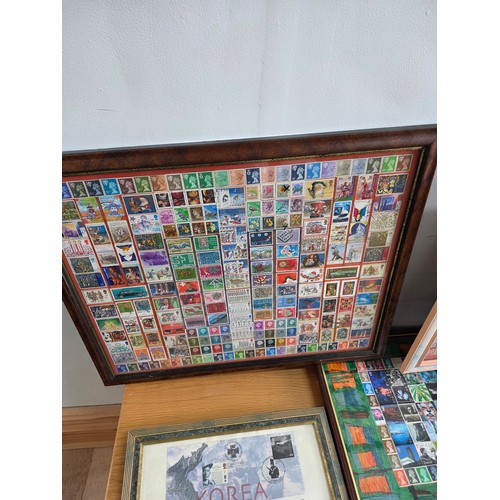 42 - Stamp art, a collection of 100's of stamps mostly British, within 10 picture frames