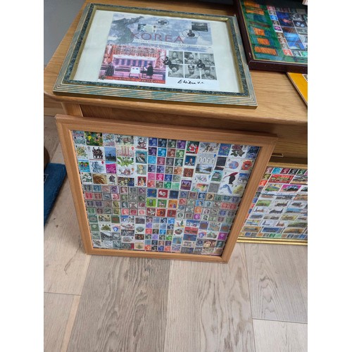 42 - Stamp art, a collection of 100's of stamps mostly British, within 10 picture frames