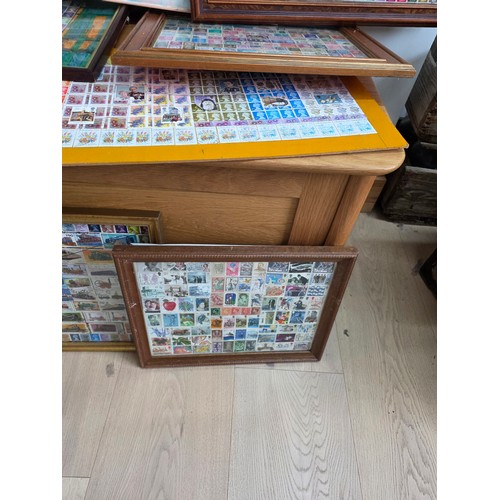 42 - Stamp art, a collection of 100's of stamps mostly British, within 10 picture frames