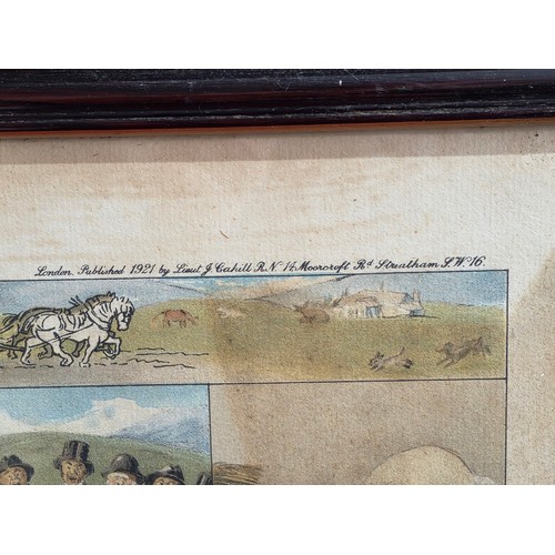 45 - Widdicombe Fair framed and glazed lithograph depicting early 20th century rural life published in 19... 