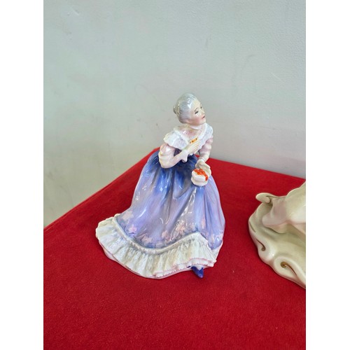 60 - Royal Doulton HN097 Happy Anniversary, HN2573 Serenade and Coalport Ladies of Fashion Christina figu... 