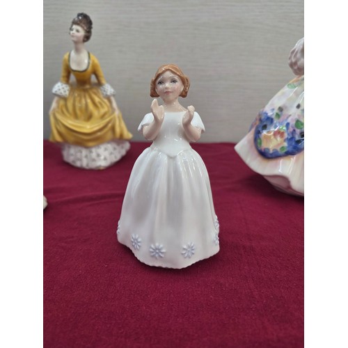 100 - Six Royal Doulton ceramic figurines to include Midnight Stroll HN3954, Coralie HN2307, Christine HN2... 