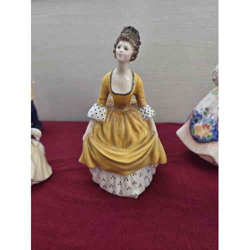 100 - Six Royal Doulton ceramic figurines to include Midnight Stroll HN3954, Coralie HN2307, Christine HN2... 
