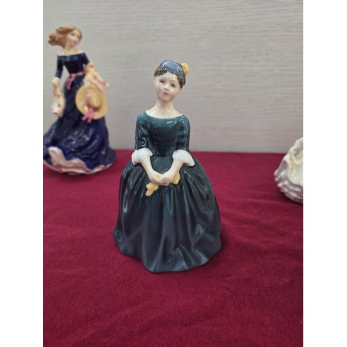 100 - Six Royal Doulton ceramic figurines to include Midnight Stroll HN3954, Coralie HN2307, Christine HN2... 