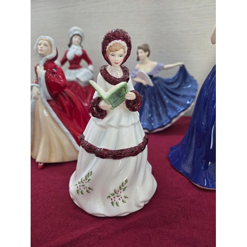 102 - Six Royal Doulton ceramic figurines to include Pretty Ladies Rachel HN 4780, On the second day of Ch... 