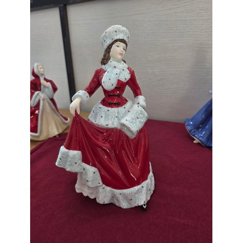 102 - Six Royal Doulton ceramic figurines to include Pretty Ladies Rachel HN 4780, On the second day of Ch... 