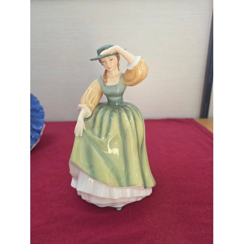 102 - Six Royal Doulton ceramic figurines to include Pretty Ladies Rachel HN 4780, On the second day of Ch... 