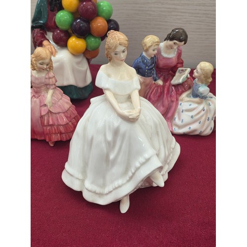 104 - Eight Royal Doulton ceramic figurines to include Sarah HN3380 signed by Michael Doulton, Amanda HN 2... 