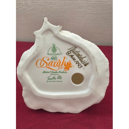 104 - Eight Royal Doulton ceramic figurines to include Sarah HN3380 signed by Michael Doulton, Amanda HN 2... 