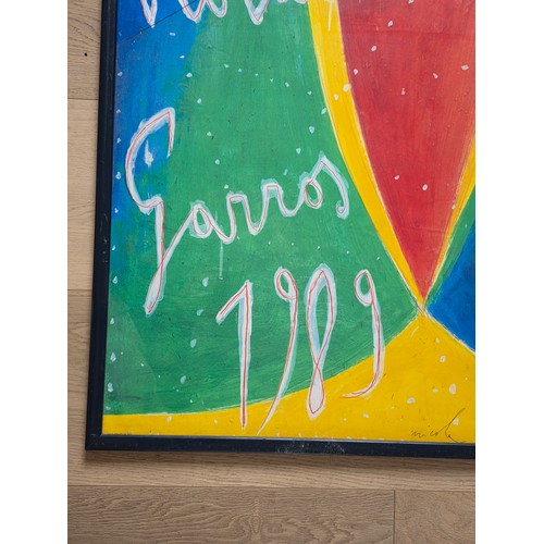 86 - An original Roland Garros 1989 French Tennis Open Championship poster by the Italian Artist Nicola d... 