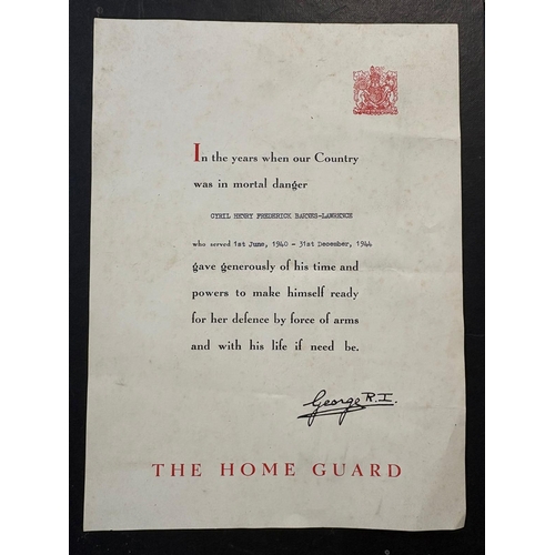 A WW2 Home Guard Award Certificate.