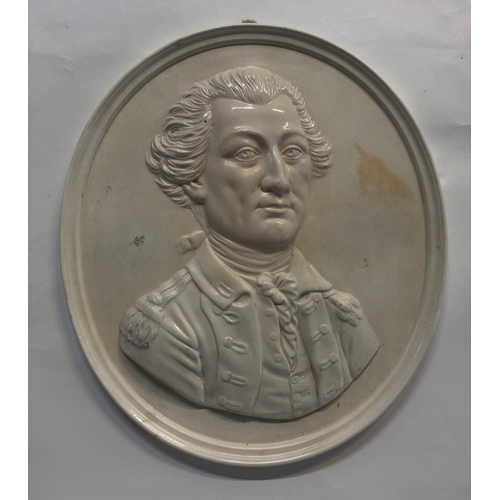 Neale &amp; Co. Creamware Portrait Plaque of Admiral Samuel Hood, Circa 1780-85.