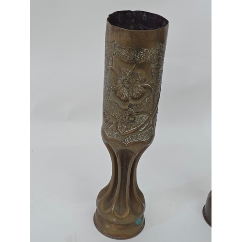 2 Trench Art Fluted Shell cases, one marked 'Souvenir 1919.'